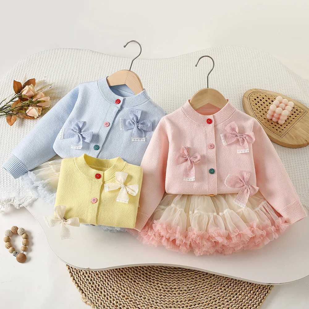Girls Dress Clothes Sets Spring Autumn Children Woolen Jersey Sweaters Coats Skirts Kids Princess Suit For Baby Knitted Outfits L250926MWZ1