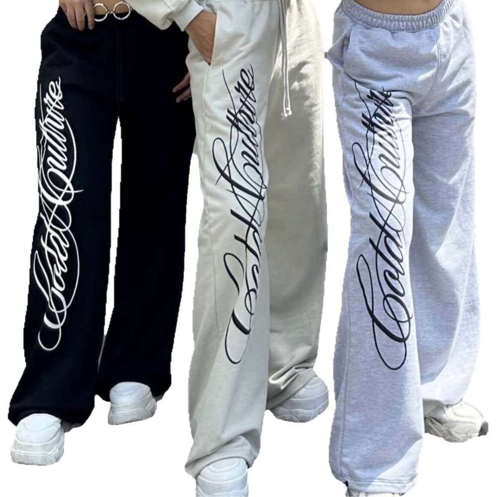 Trendy Brand Casual with Unique Graffiti Print Pattern, Stretchy High Street Dark Gothic Long Pants