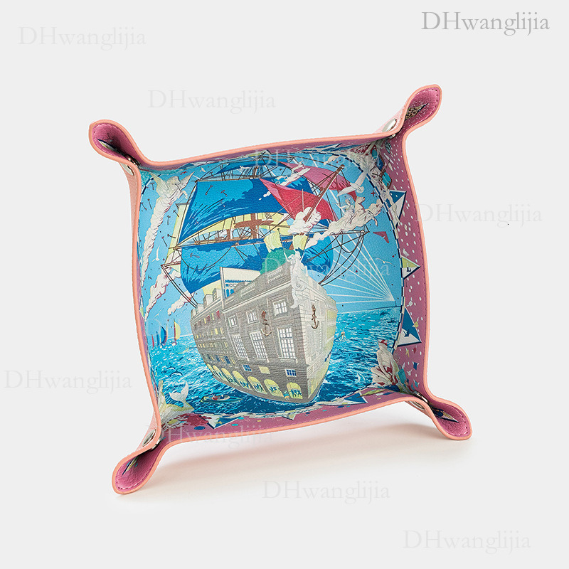 DH Luggage Accessories Live New Style Colorful Sailboat Print Cultural Play Bracelet Necklace Storage Box Leather Plate