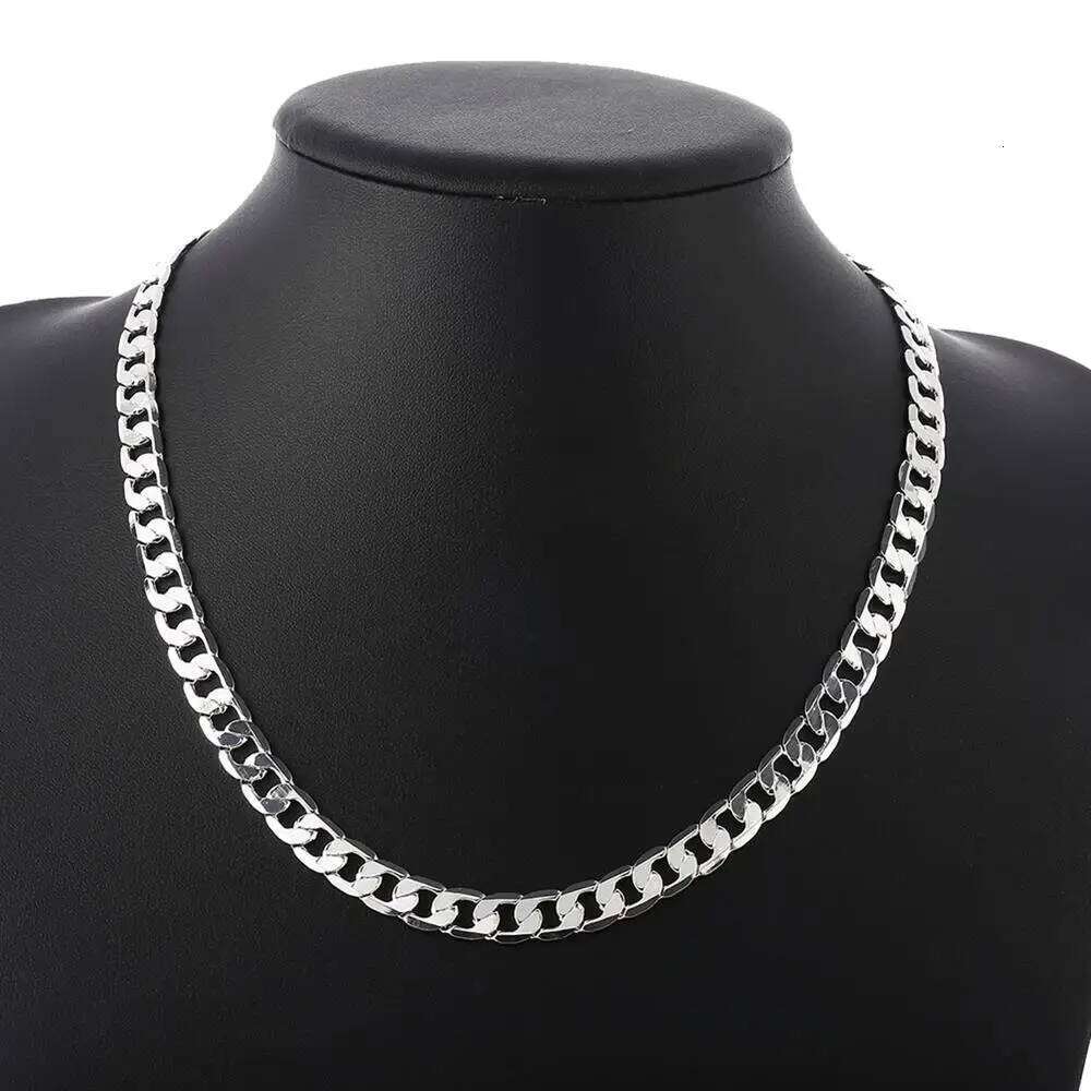 Special offer gold Necklaces Stamp Sier color Classic 8MM sideways chain for Men woman fine Jewelrys Wedding party