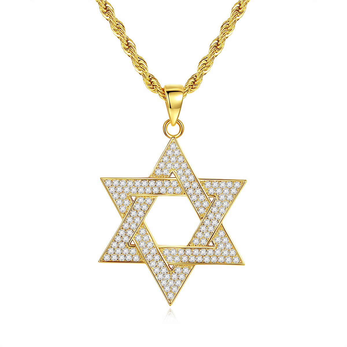 MHS SUN Luxury of David Necklaces for Women Men Fashion Hollow Hexagonal Star Pendant Chain Necklace Judaica Jewish Jewelry - view 3