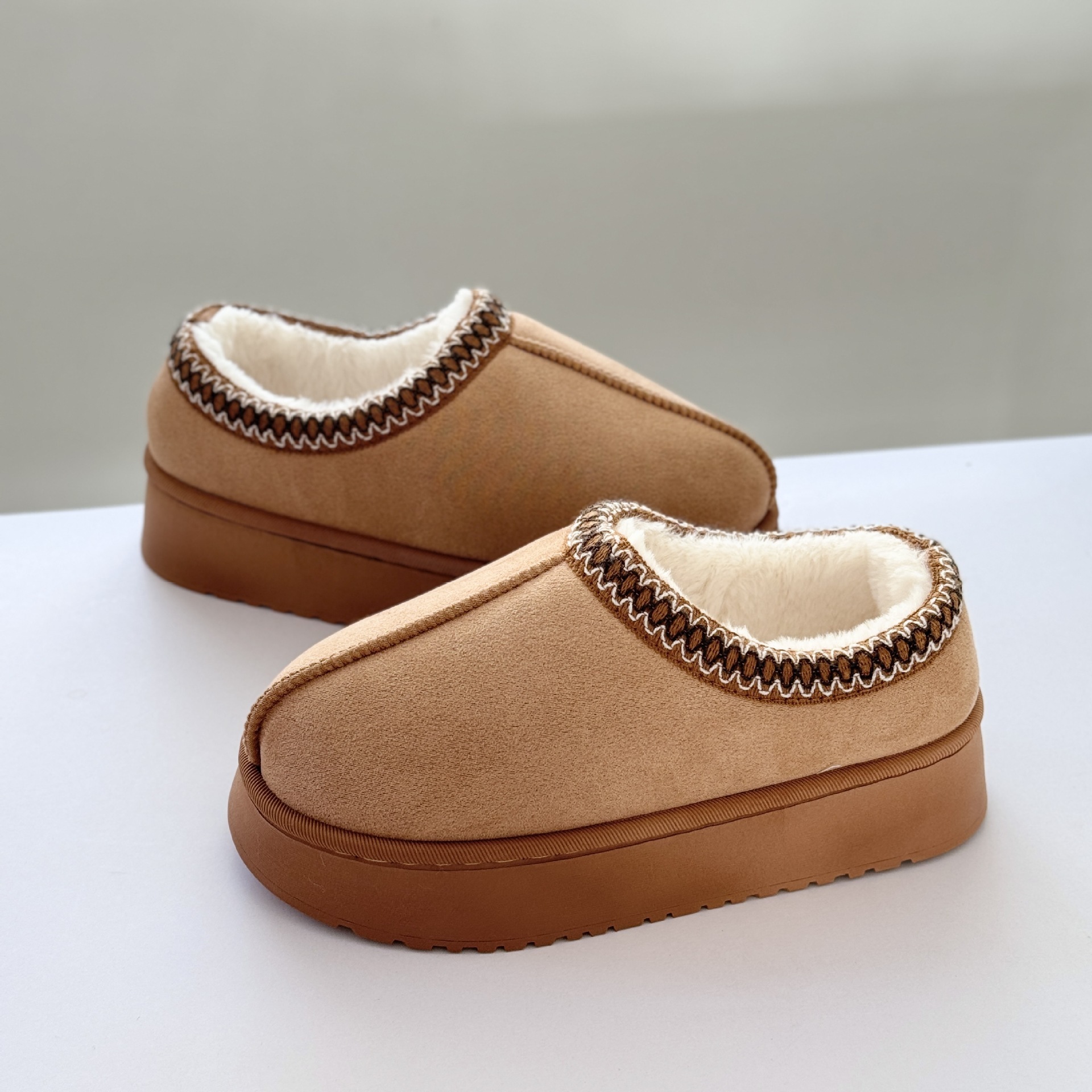 Fleece-Lined Warm Slippers Women, Autumn and Winter New Low-Cut Outdoor Two-Way Cotton Shoes, Ethnic Style Snow Shoes for Women ddmymarket