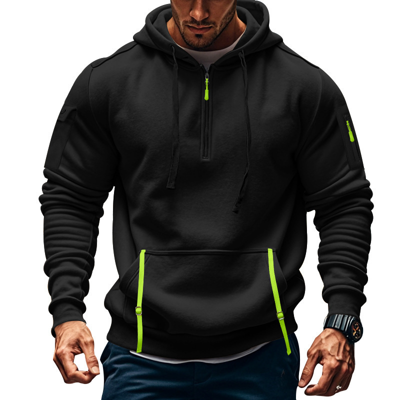 Designer Clothing 2025 Cross-border Autumn Winter Men's Casual Multi-zipper Arm Pocket Luxury Hoodie Sweatshirt Pullover Large Size Fleece Hoodie