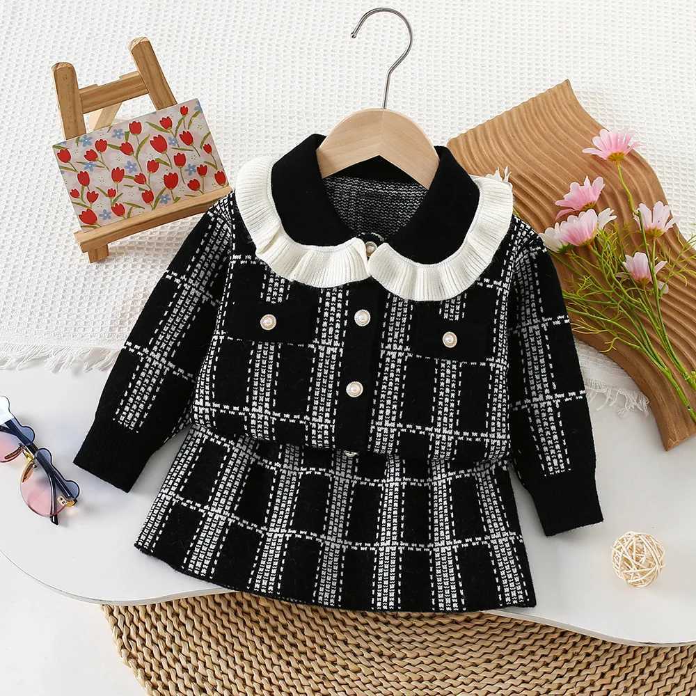 Childrens jumper set autumn winter new baby girl fragrant style son knitting overskirt British fashion jumper set 90120cm L250926921V