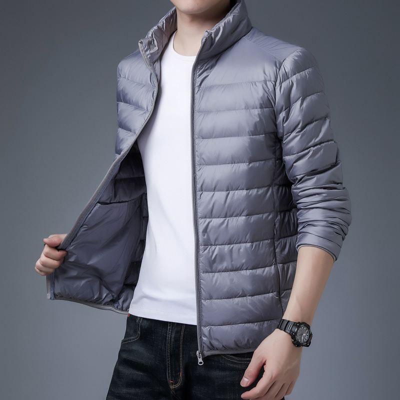 2025 New Lightweight Down Jacket Men's Hooded Stand Collar Short Large Size Men's Clothing for Middle-aged Lightweight Thin Style