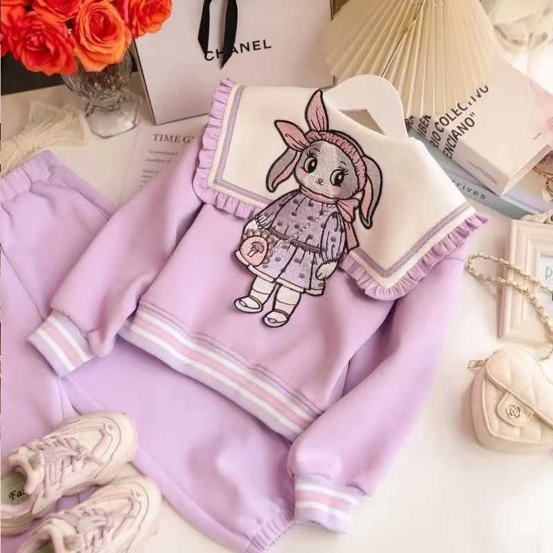 Girls Spring and Autumn Korean Version Of Foreign Style Princess Style Girl Cartoon Coat Pleated Skirt Twopiece Set Kids L2509266RT4