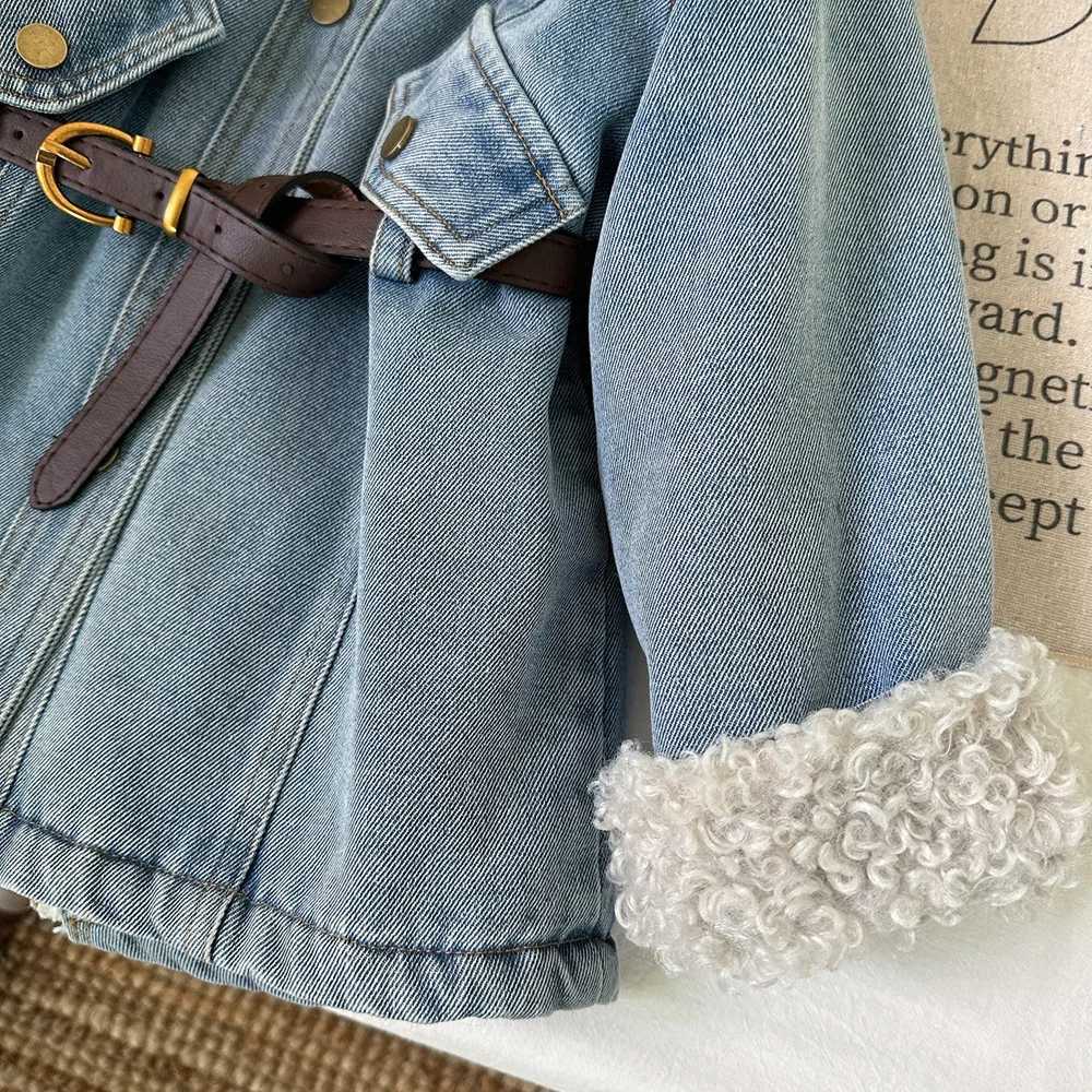New Winter Girl Denim Coat Dress Casual Princess Designed Children Birthday Clothes Kids 110Ys New Year Fashion Coat Outfit L250926D1Y1