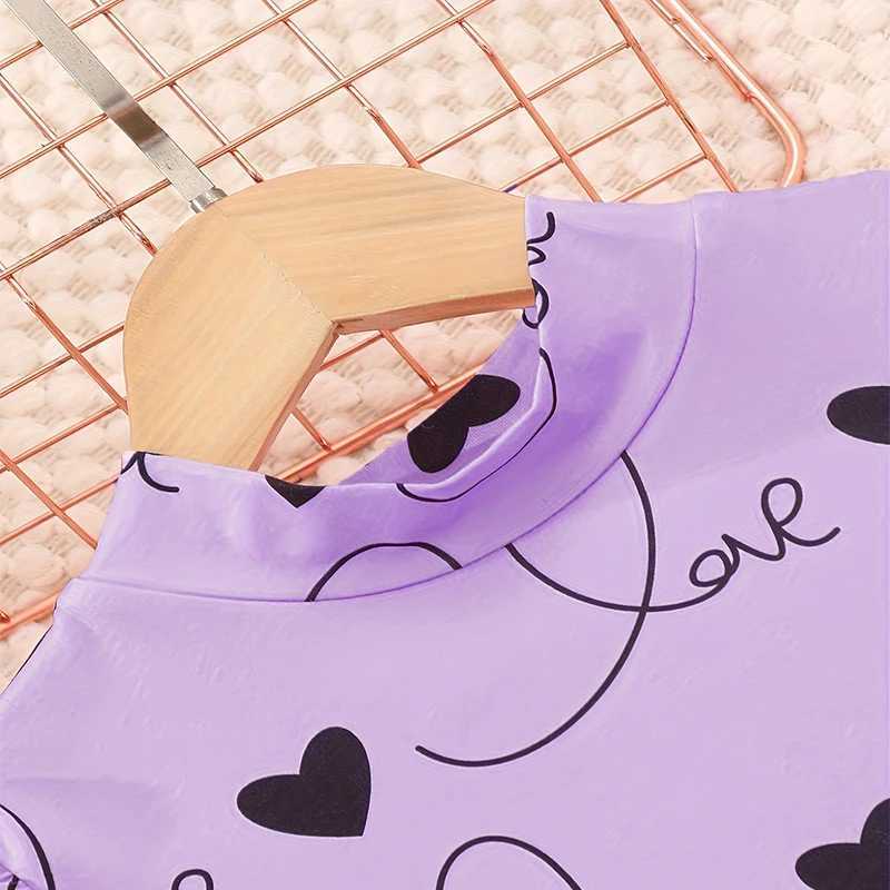 Two Piece Summer Girls Cool And Cute Love Printed Tight Short Sleeved Skirt Daily Casual Princess Birthday Party Costume Set L250926LC8F