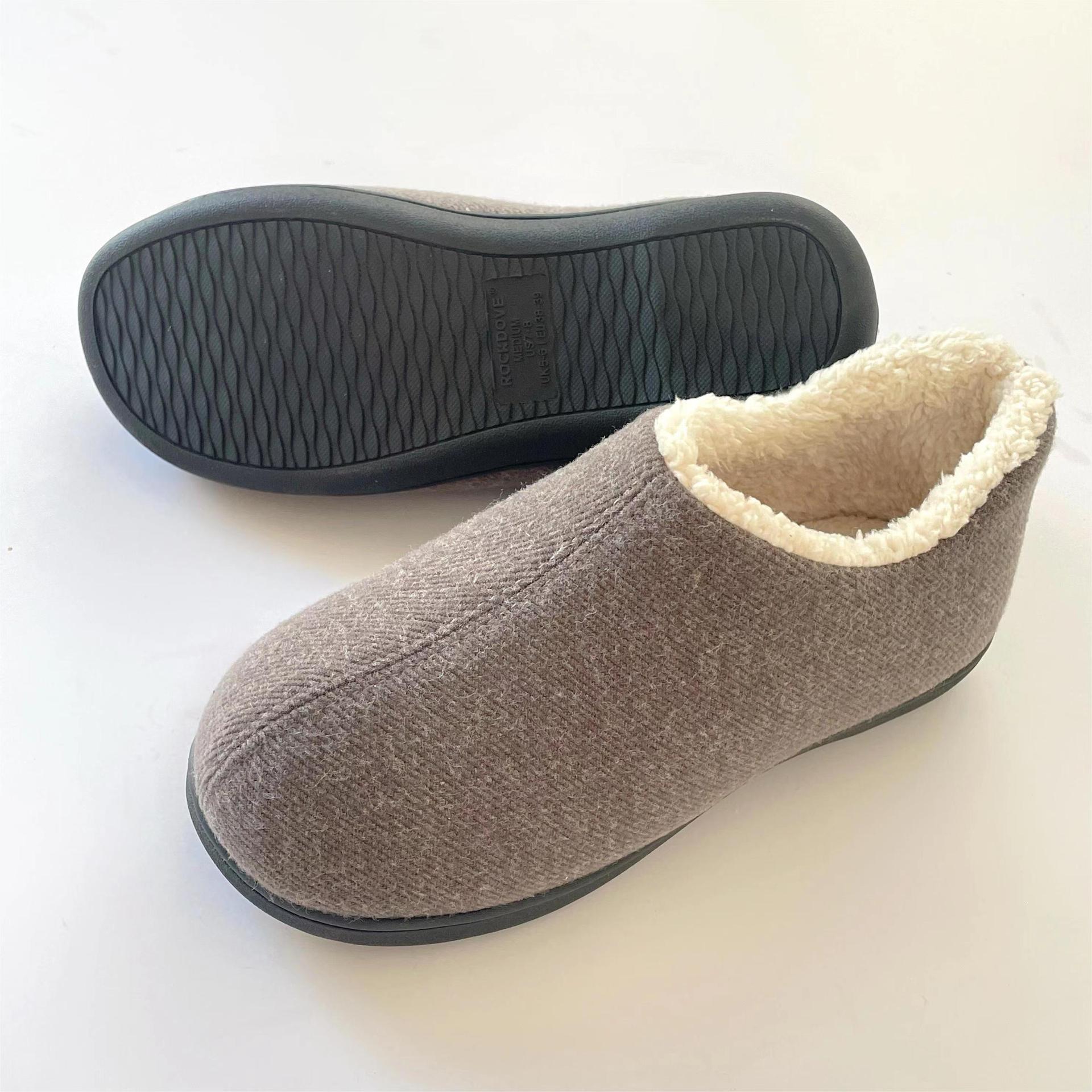 Memory Foam Thickened Fleece-Lined Warm Knitted Fabric Home Cotton Slippers for Men and Women Size ddmymarket