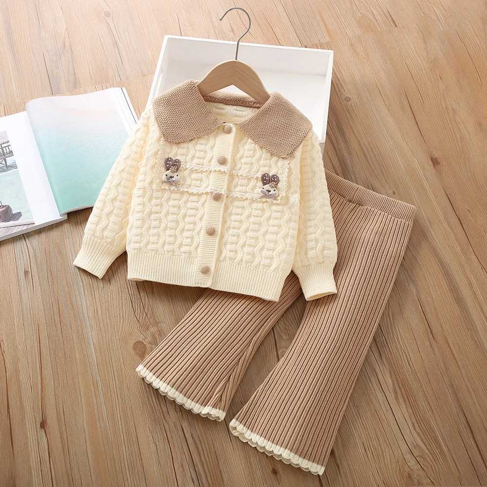 Girls Knitted Clothing Sets Spring Autumn 2025 Children Woolen Jersey Sweaters Coats Pants 2pcs Party Suit For Baby Outfits Kids L25092669LQ