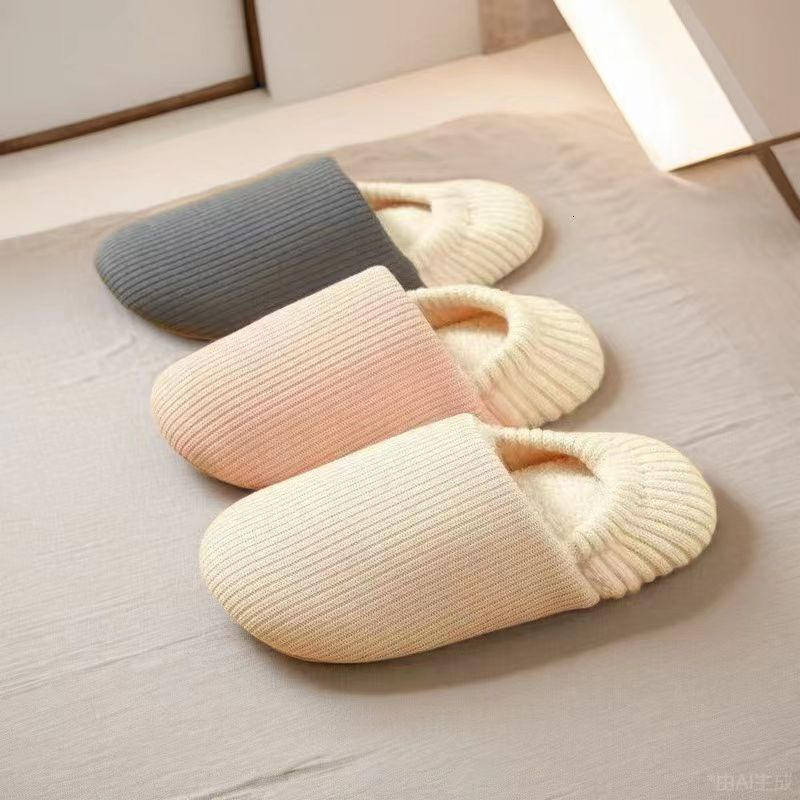 Spring Autumn Japanese Style Indoor Home Soft Sole Silent Couple Cotton Slippers for Men and Women ddmymarket