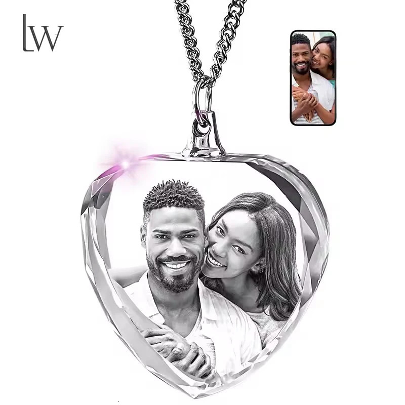 Customized 3D Crystal Po Personalized Gift Necklace Heart Gift for WifeWomen Men Great Custom Gifts With Your Own Po 250919