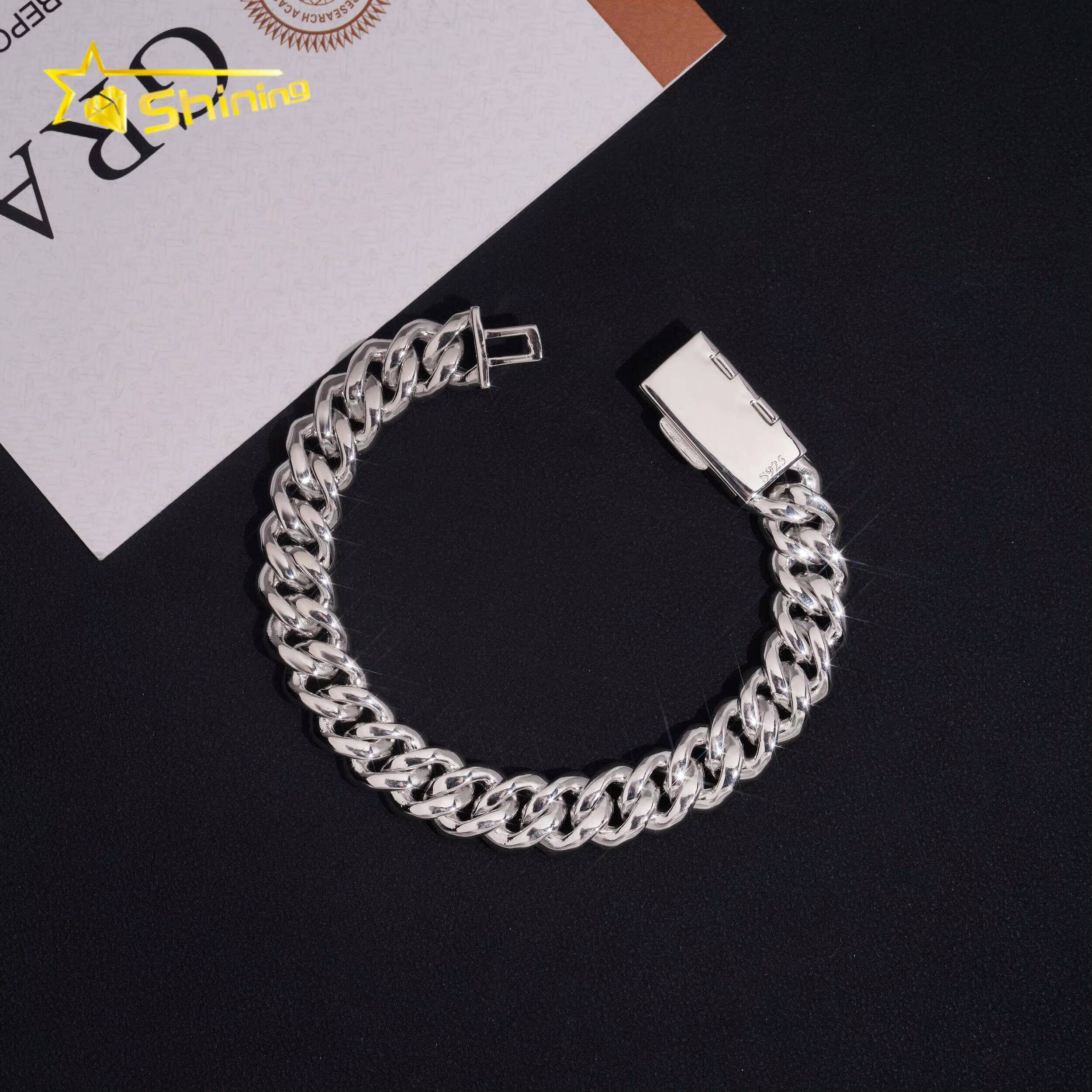 Hip Hop Jewelry Wholesale Price 10mm Moissanite Diamond Cuban Link Bracelet Custom Silver Bracelet 925 Sterling for Men