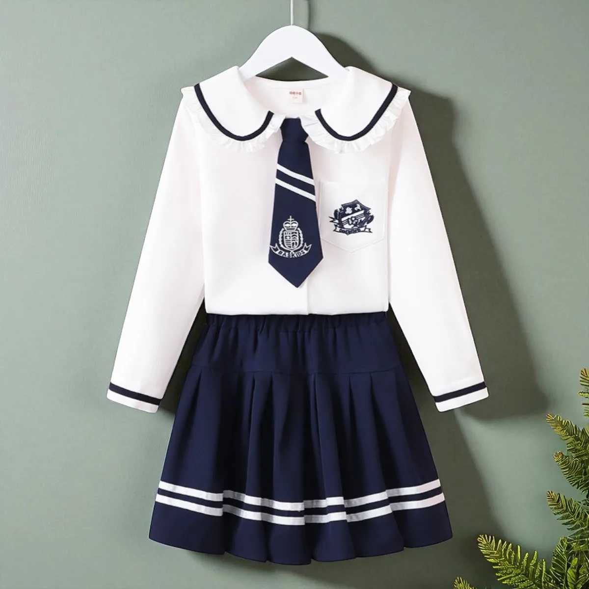 Baby Girls Clothing Set Outfits School Uniform Cardigan Shirt Skirt 3pcs Girls Tracksuit Teens Kids Suit Costumes 5 7 9 13 Y L250926L0XH