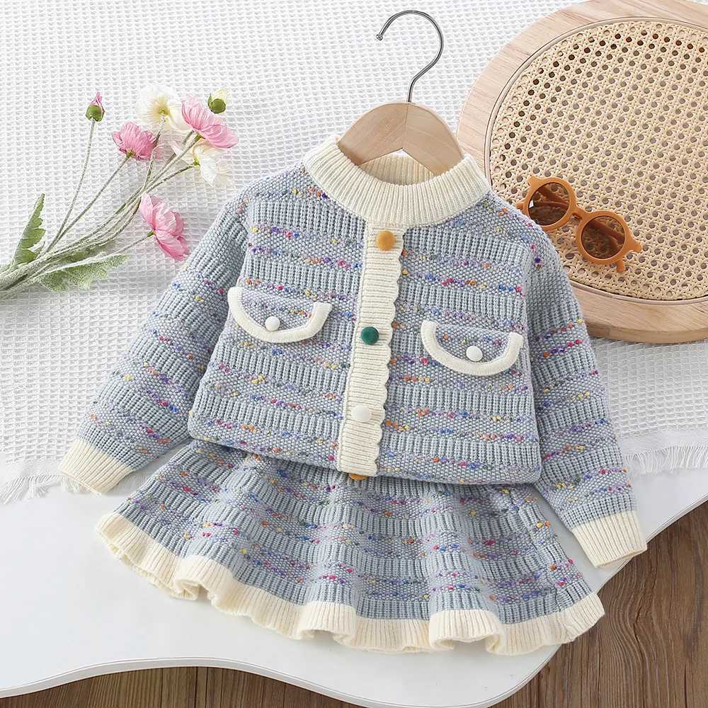 Princess Girls Tweed Christmas Knitting Sets Children Halloween Kids Fall Classic 2Pcs New Suits Luxury Winter Fashion Outfits L250926IAL4