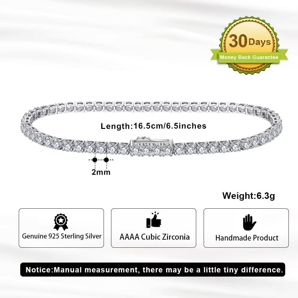 SB128 RINNTIN Tennis Jewelry Wholesale 925 Sterling Silver 2MM 3MM 4MM Cubic Zirconia CZ Tennis Bracelet for Women