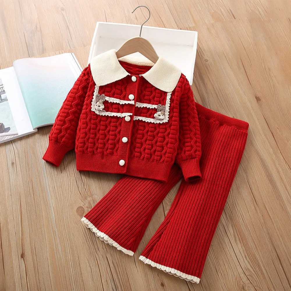 Girls Knitted Clothing Sets Spring Autumn 2025 Children Woolen Jersey Sweaters Coats Pants 2pcs Party Suit For Baby Outfits Kids L25092669LQ