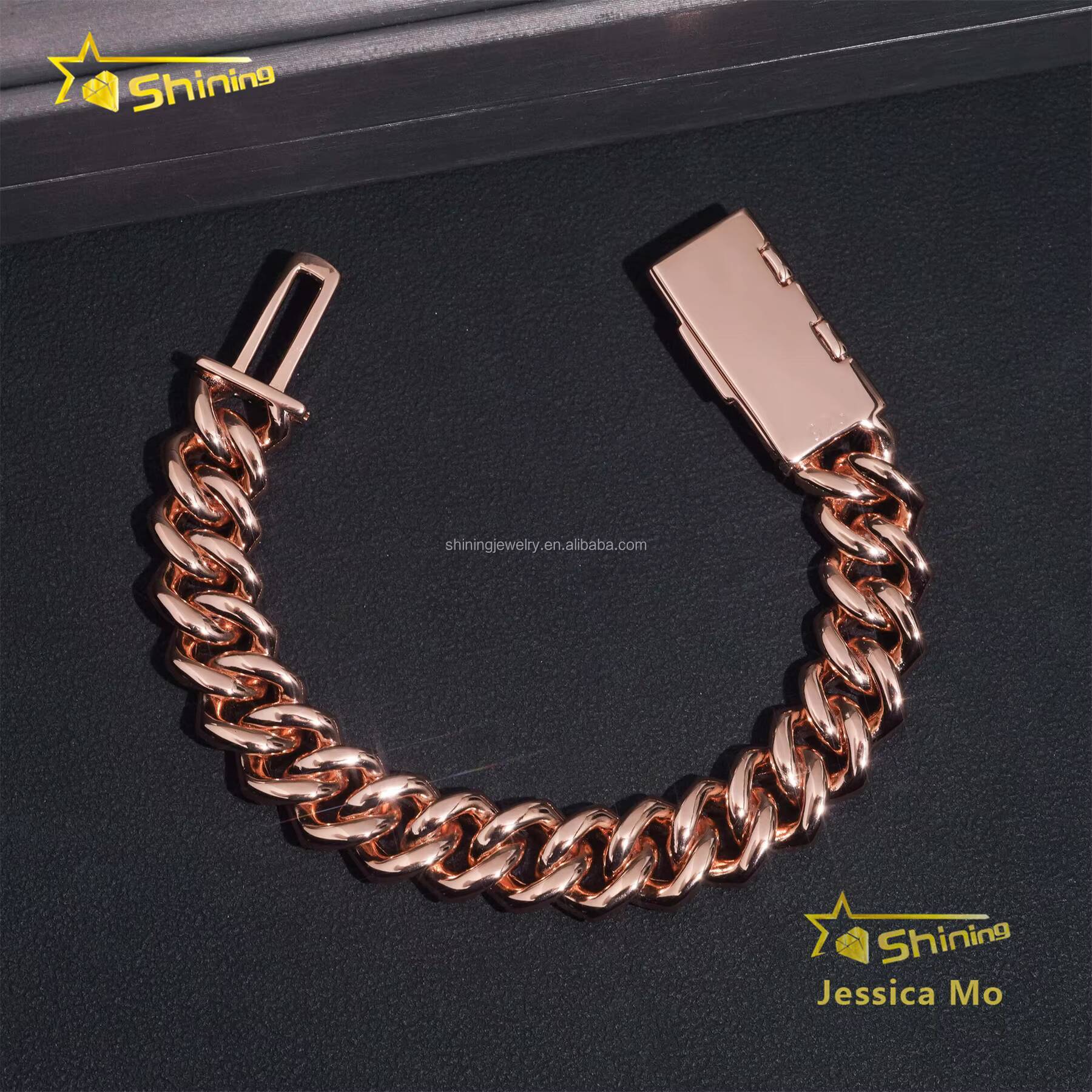 Customized Unique Nmae Lock Hip Hop 12mm 2Rows Jewelry VVS1 Moissanite Diamond Iced Out S925 Silver Miami Cuban Bracelet