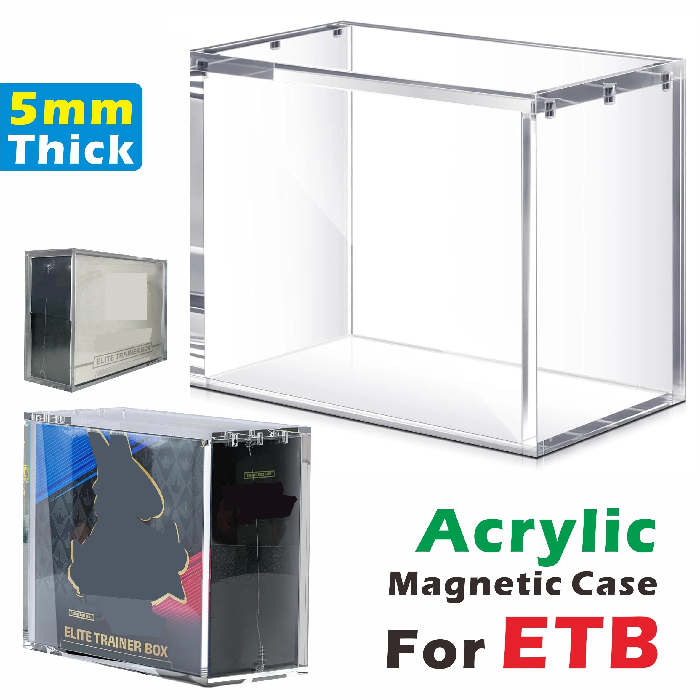 Waco Acrylic Display Magnetic Case For Elite Trainer Box 5mm Thick Clear Display Case Acrylic ETB Display Box Protector
