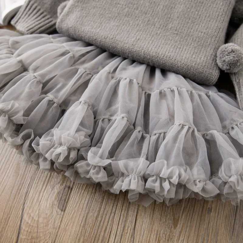 Girls sweater Christmas dress childrens clothing round neck fleece and thickened princess dress twopiece set puffy dress L250926597R