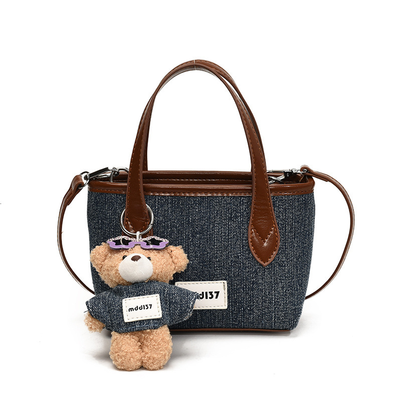 Autumn new Bag color blocked women's handbag retro style fashionable casual commuting denim shoulder bag light luxury designer bag