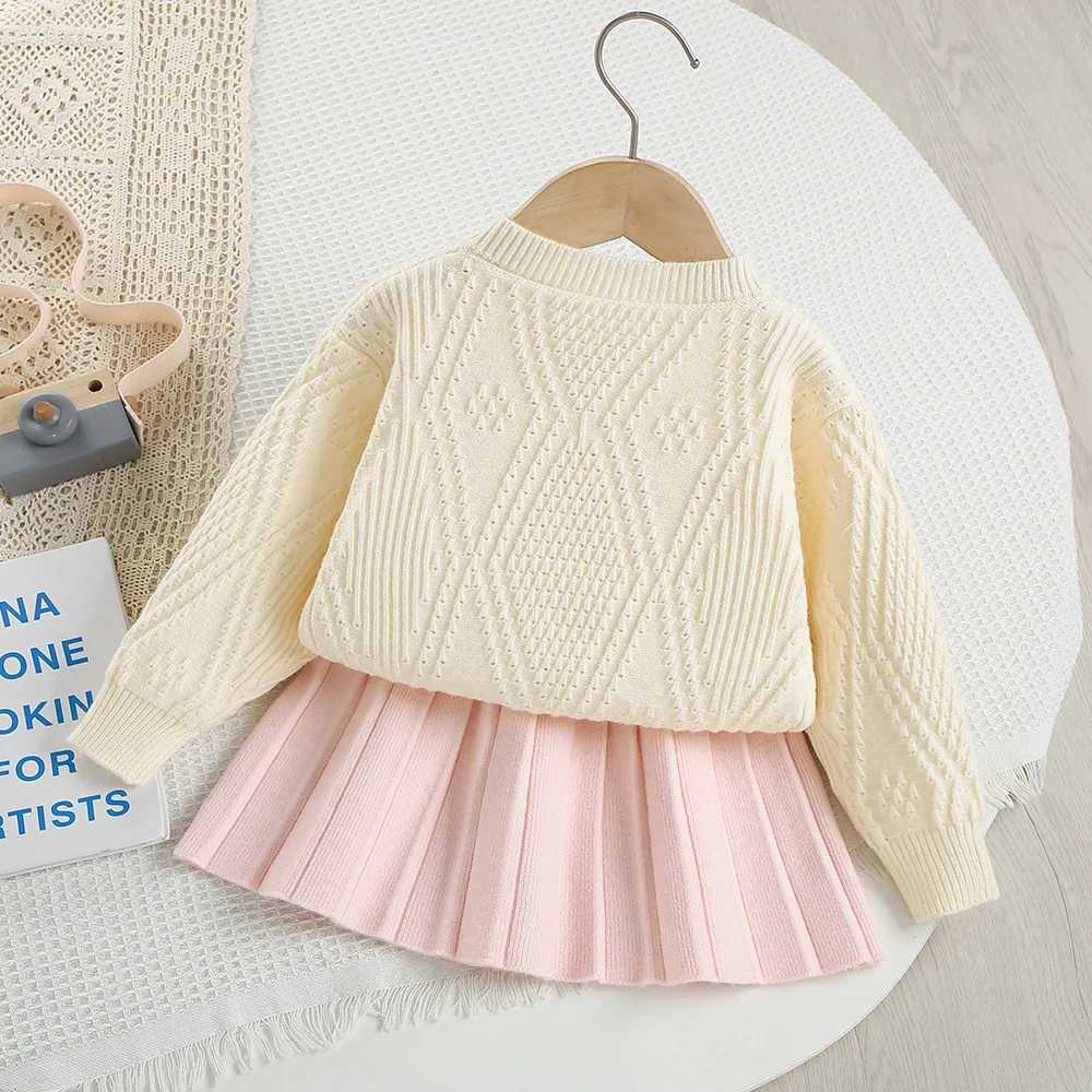 MILANCEL New Autumn Kids Clothes Set 9M5T Candy Color Bow Girls Knitted Sweater Short Skirt Korean Loose Children Outfit 2PCS L250926P6G7
