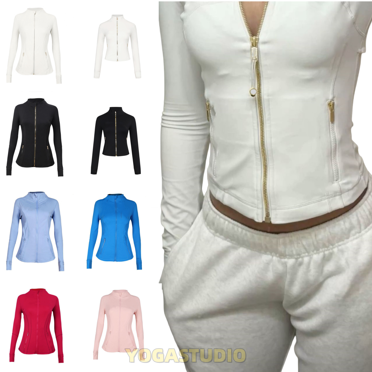 New Gym Set Jackets Leggings Shorts Yoga Workout Elastic Waist Fitness Quick Dry Activewear Sweatshirt sets