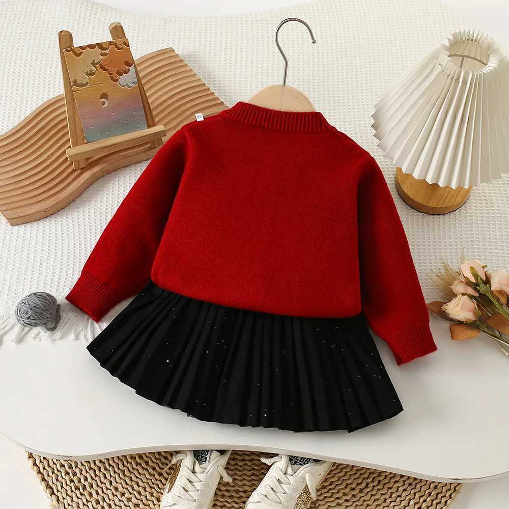 Girls Knitted Clothing Sets Autumn Winter Children Woolen Jersey Sweaters Coats Skirts Kids Princess Dress Suit For Baby Outfits L2509265TBS