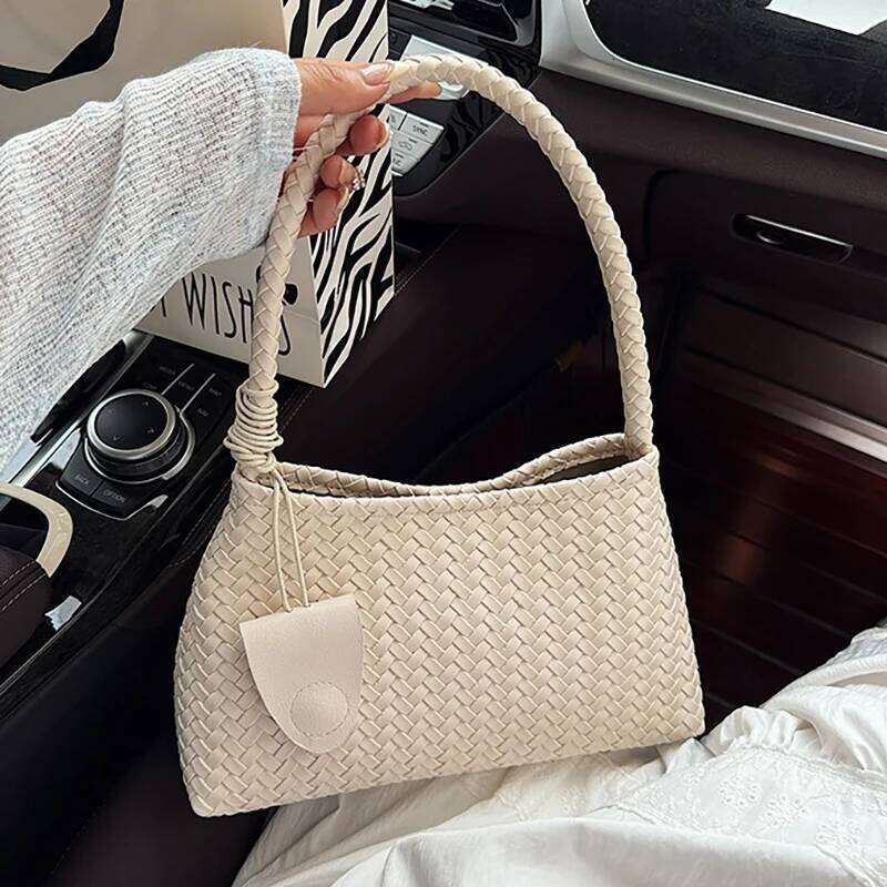 Women'S Woven Pattern Shoulder Autumn And Winter Casual Wear Hand-Held Handle Fashion Retro Armpit Bag With Coin Purse
