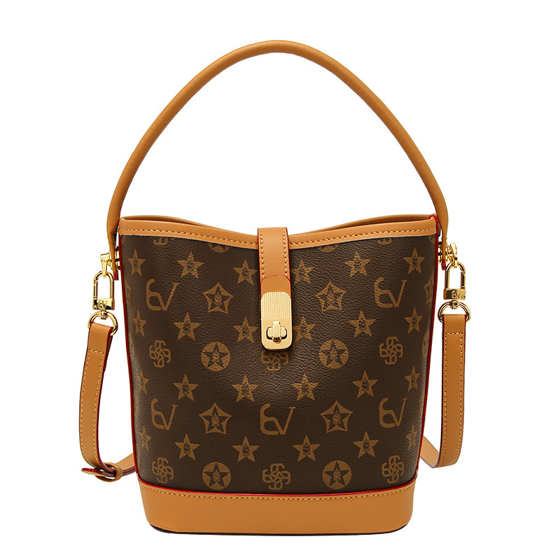 Designer bags2025 new product, new in the season, printed letter bucket bag, fashionable 100 shoulder and messenger bag women
