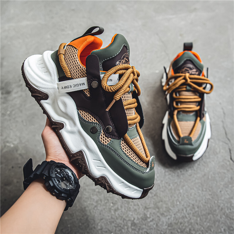 Designer shoes Mesh Sports Running Popcorn Casual Men's Thick Sole Height Increasing Shoes