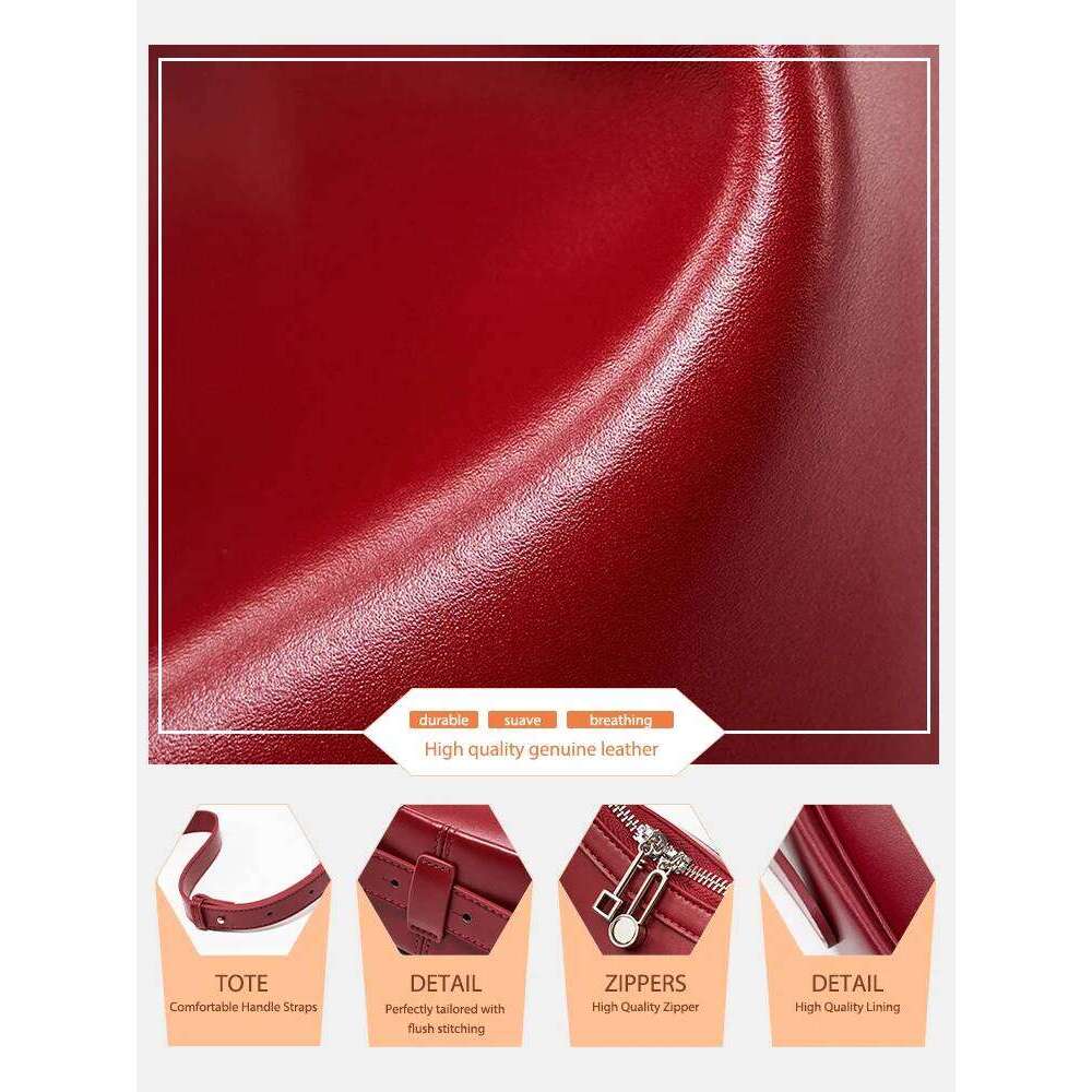 Zency Premium Genuine Leather Women's Handbag Hobo Bag Large Capacity Fashion Shoulder Bolsa for Wife Lover Girl Gift Sac