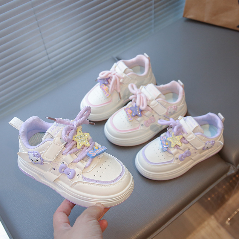 Women's sports shoes autumn new cartoon women's shoes leather breathable large children's shoes nylon buckle small children's shoe