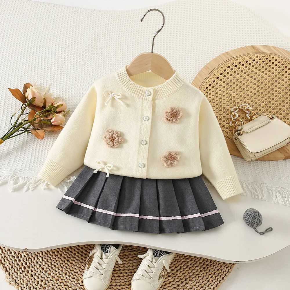 Girls Dress Clothes Sets Spring Autumn Children Woolen Jersey Sweaters Coats Skirts Kids Cute Suit For Baby Knitted Outfits 5 6Y L250926MAIF