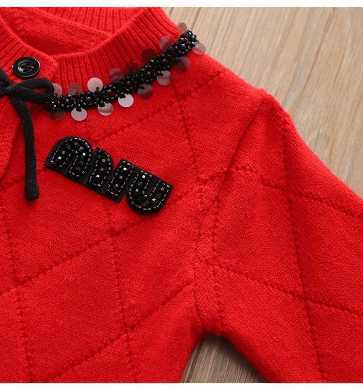 Girls Knitted Clothing Sets Spring Autumn Children Woolen Jersey Sweaters Tops Skirts Princess Dress Suit For Baby Outfits Kids L25092623K2