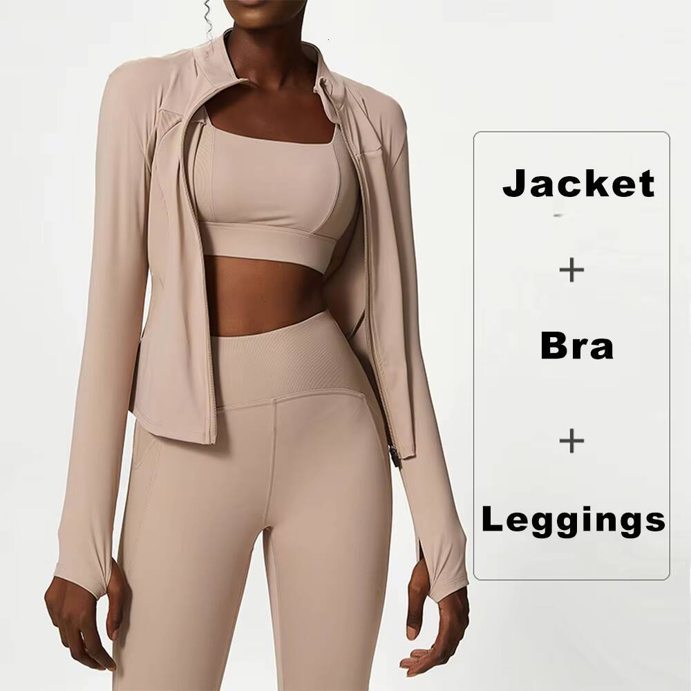 2022 Sports Apparel Ropa Deportiva Gym Outfit Yoga Suits Fitness Jacket 3 Pcs Women Active Wear Set