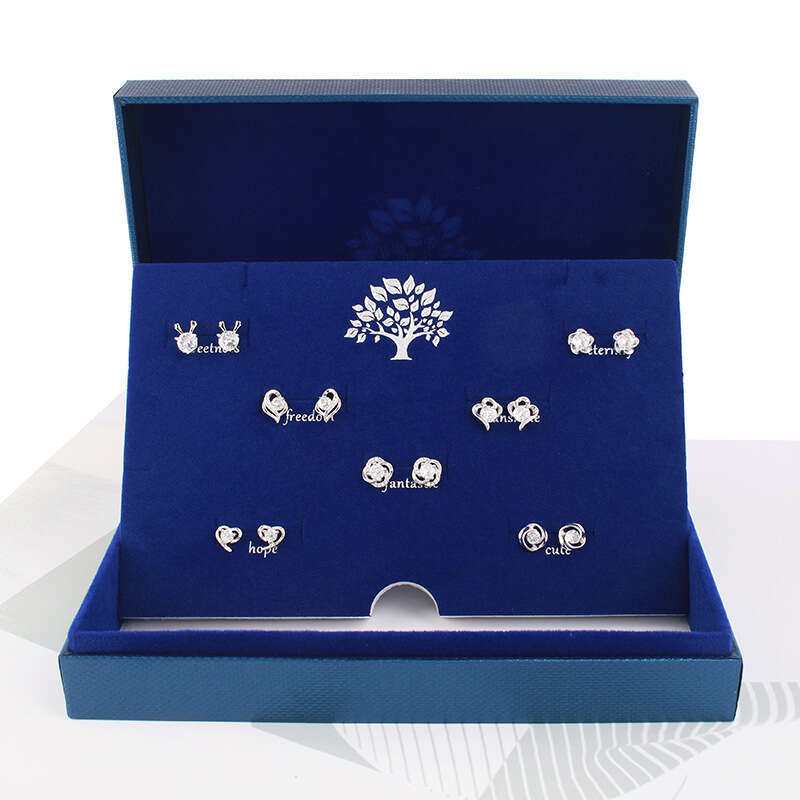 Dongdaemun S Sier Needle Earring Set Micro Pave Zirconia One Road With You Weekly Earrings Valentine's Day Gift