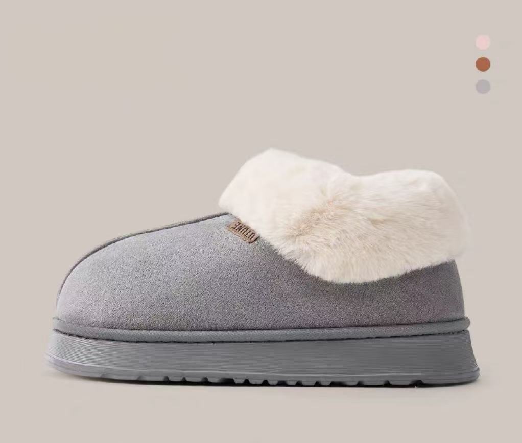 Women's Cotton Snow Boots with Fleece Lining - Warm Insulated Short Boot