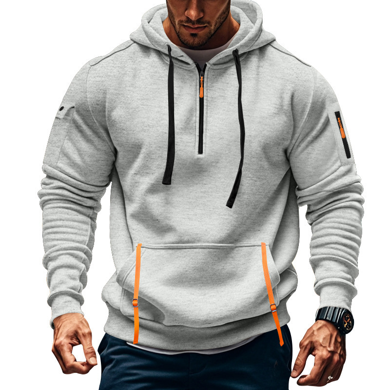 Designer Clothing 2025 Cross-border Autumn Winter Men's Casual Multi-zipper Arm Pocket Luxury Hoodie Sweatshirt Pullover Large Size Fleece Hoodie