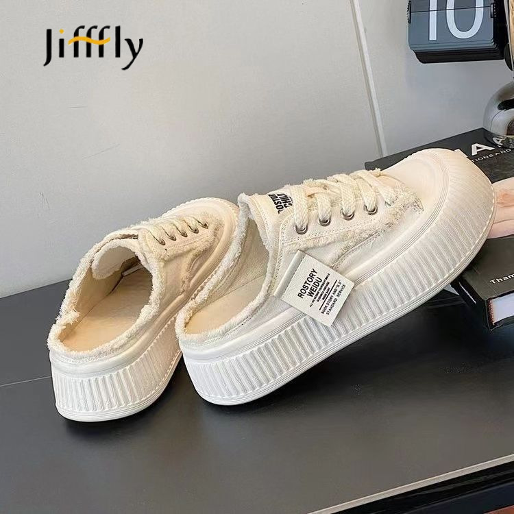 Jifffly Designer Shoes New Fashionable And Luxurious Women's Casual Low-top Flat ShoesHalf-slipper Trendy White Sports sneakers