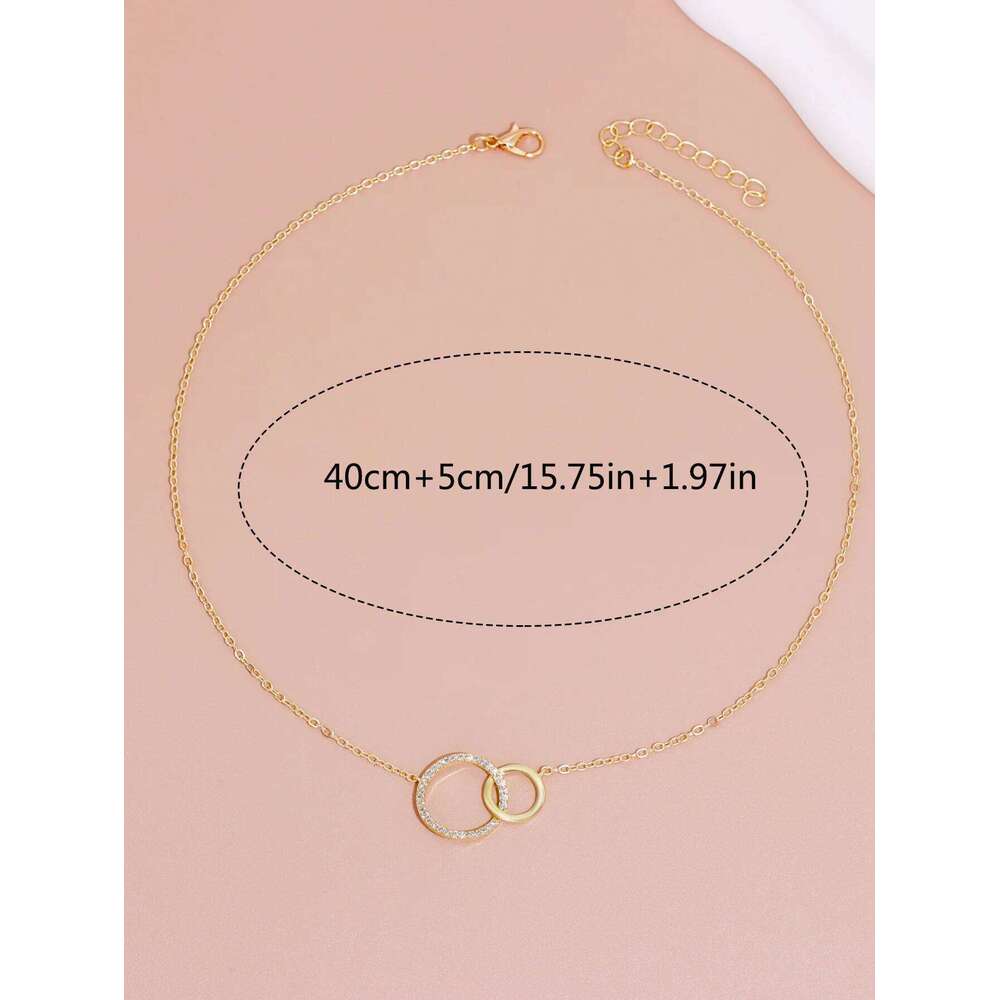 Stainless Steel Necklaces for Women Fashion Thin Chain Minimalist Dainty Double Circle Pendant Necklace on The Neck Jewelry