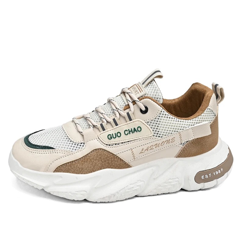 Men's Shoes 2025 New Spring Breathable Mesh Surface All-in-one Casual Men's Non-slip Increase Running Sports Shoes Elevated Design Sport Sho