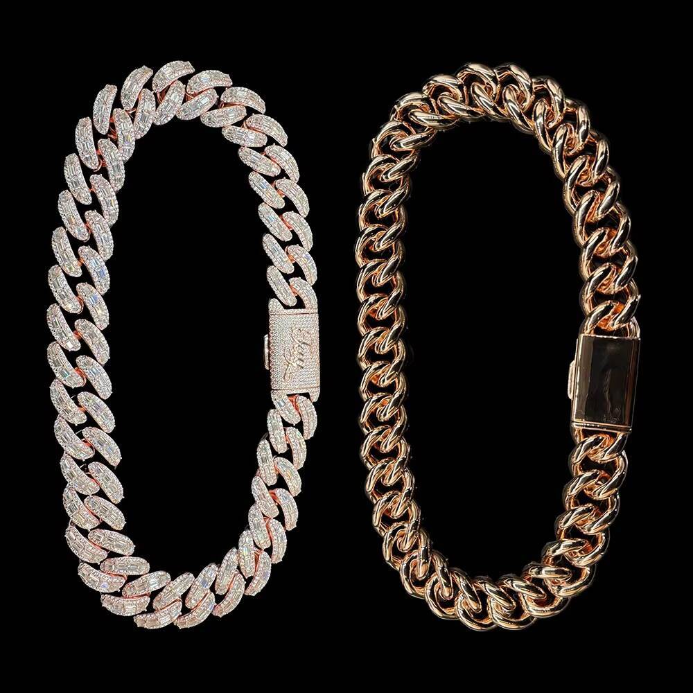 Hiphop Miami Cuban Link Chain 925 Sterling SIlver 20mm 25mm Iced Out Hiphop Moissanite Cuban Chain