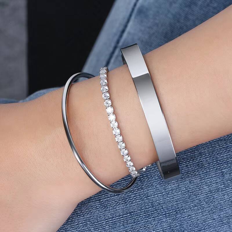 RINNTIN SB92 Read 925 Sterling Silver 3mm Cubic Zirconia CZ Diamond Tennis Bracelet for Women