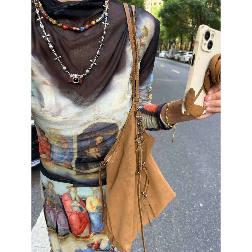 Frosted Vintage Women's Large Capacity Shoulder Bag Solid Color Simple Casual Commuter Bags Autumn Retro Hot Selling