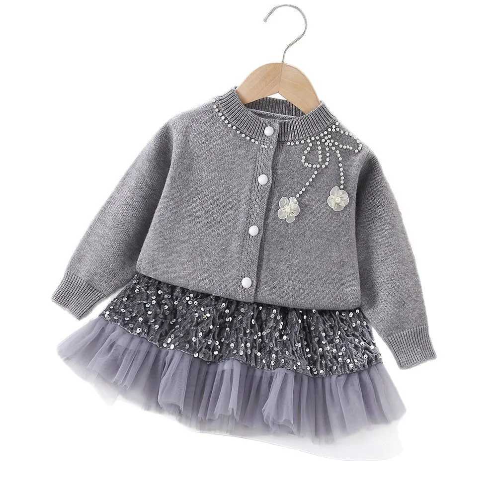 Girls Dress Clothes Sets Autumn Winter Children Woolen Jersey Sweaters Coats Skirts Kids Princess Suit For Baby Knitted Outfits L250926ISTJ