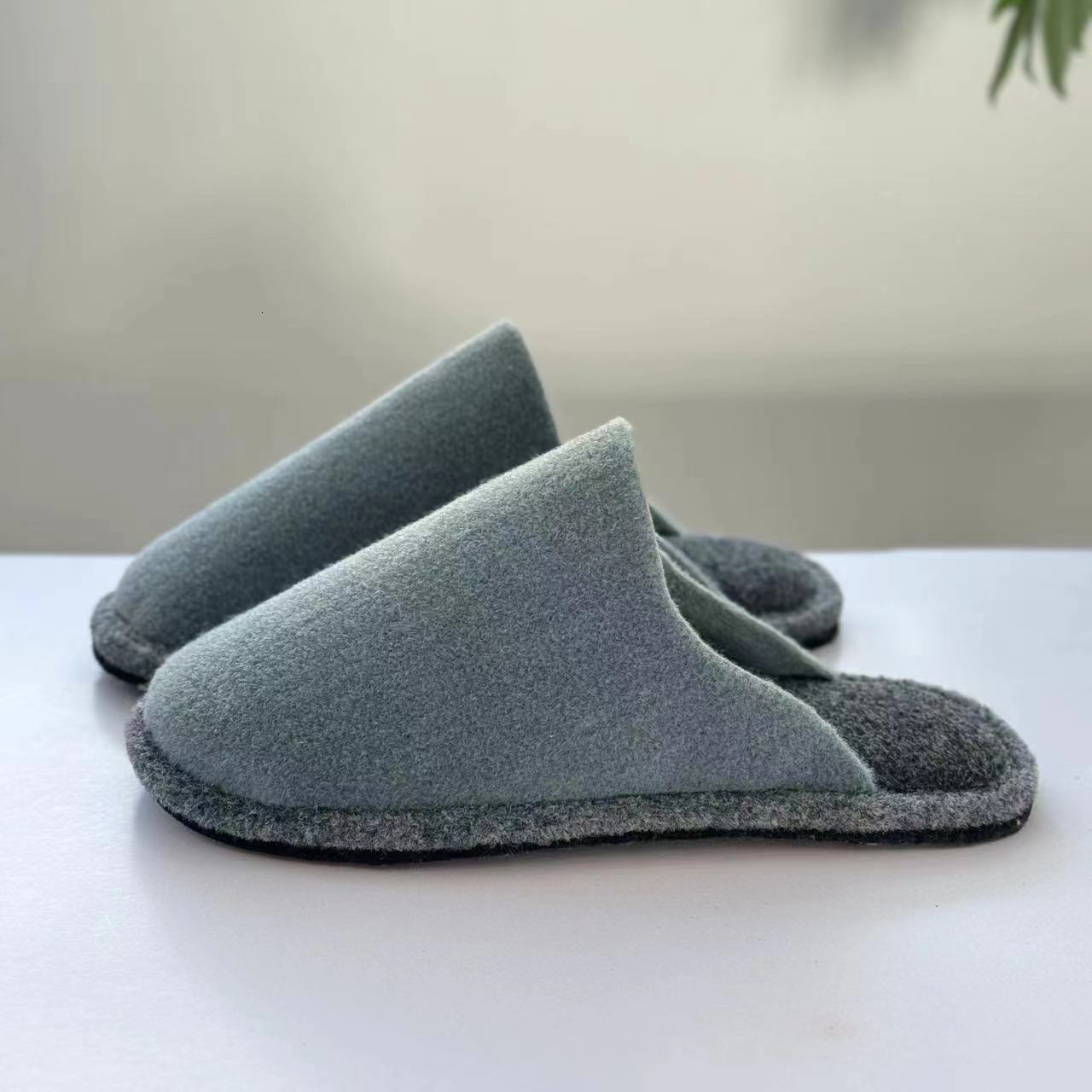New Style Closed-Toe Japanese Simple Plaid Fabric Soft Sole Silent Home Floor Men's Slippers Couple Shoes ddmymarket