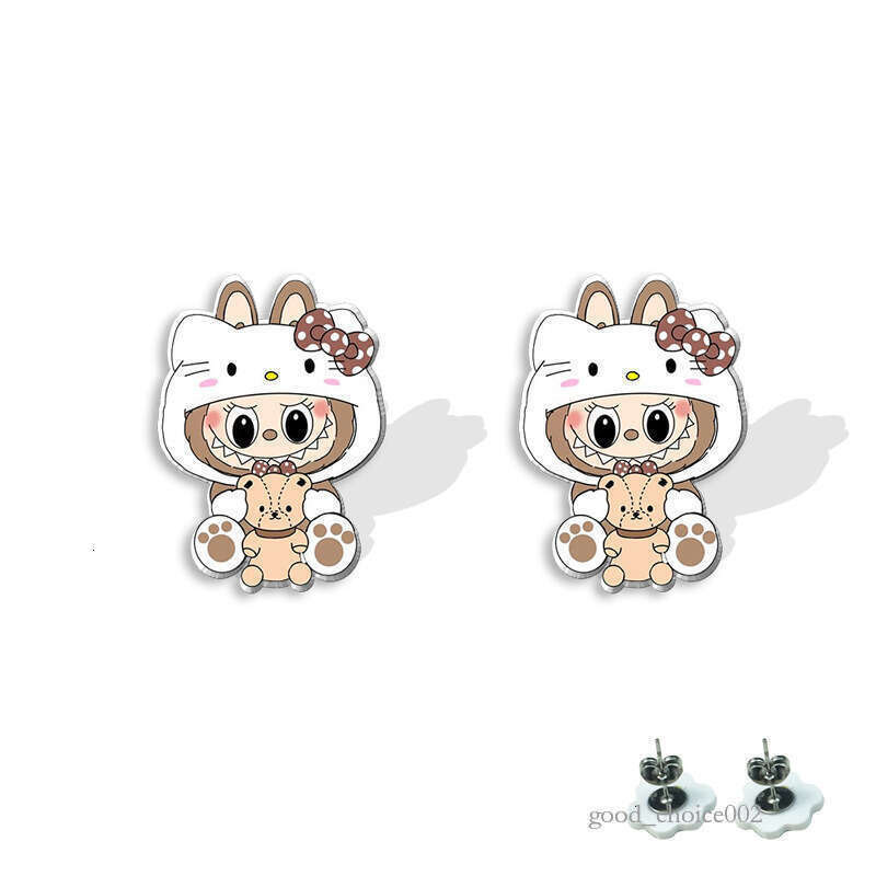 Lanjia- LABUBU Acrylic Labubu Cute Animation Peripheral Stainless Steel Cartoon Creative Resin Stud Earrings 6Ee77 B9