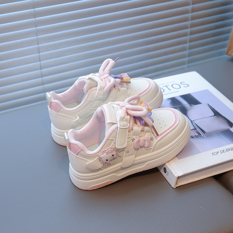 Women's sports shoes autumn new cartoon women's shoes leather breathable large children's shoes nylon buckle small children's shoe