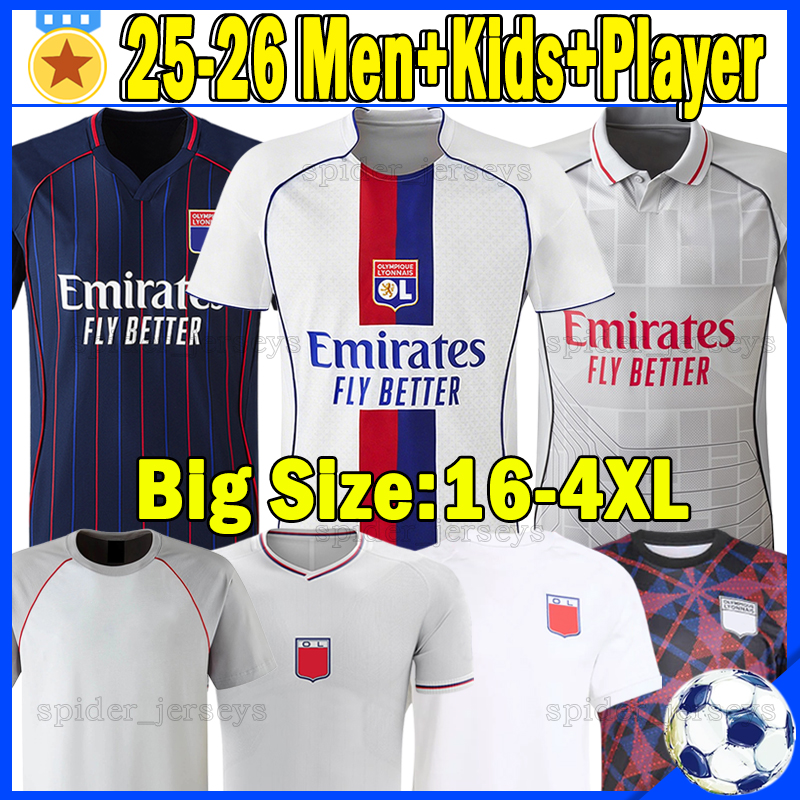 XXXL 4XL 25 26 FOFANA Lyon Soccer Jerseys 75th anniversary MIKAUTADZE NUAMAH Lyonnais 2025 2026 MATIC TOLISSO MATA OL 75-year Player Version Football Shirts kids kits